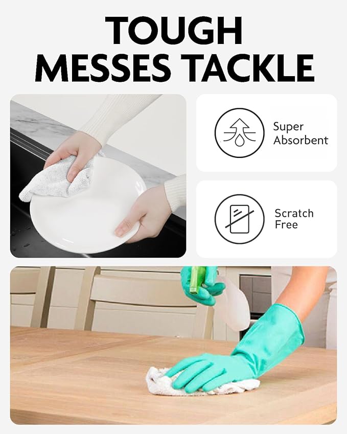 Fantasticlean Microfiber Cleaning Cloth Roll -90 Pack, Tear Away Microfiber Towels, 12" x 12", Reusable, Washable, Scratch Free, Ultra Absorbent Dishcloth for Car, Home Supplies, Pet, Kitchen (White)