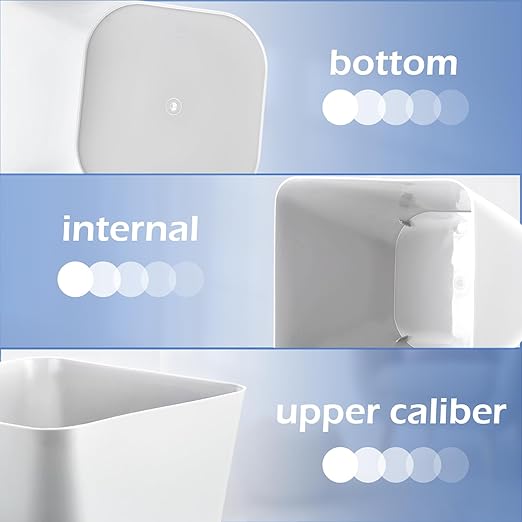 Hoolerry 9 Pieces Garbage Can 2 Gallon Small Trash Cans Bulk Bathroom Trash Bin Plastic Wastebasket Square for Bedroom Slim Bathroom Trashcan Small Container for Kitchen Office Home(White)