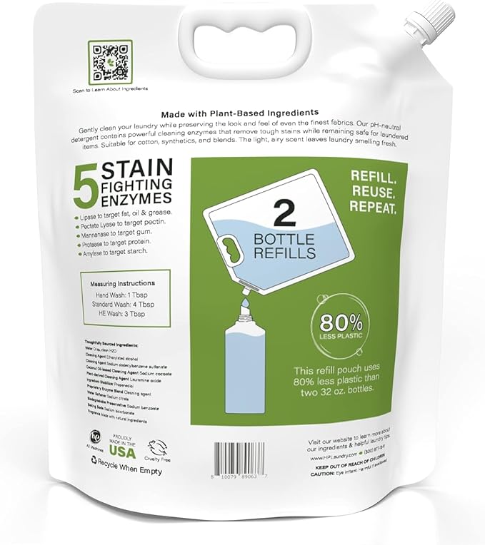 Heritage Park Luxury Laundry Detergent | Dermatologist Tested Plant based Natural & Enzyme Laundry Detergent | Sensitive Skin Friendly - Spring Magnolia (64 fl oz Refill)