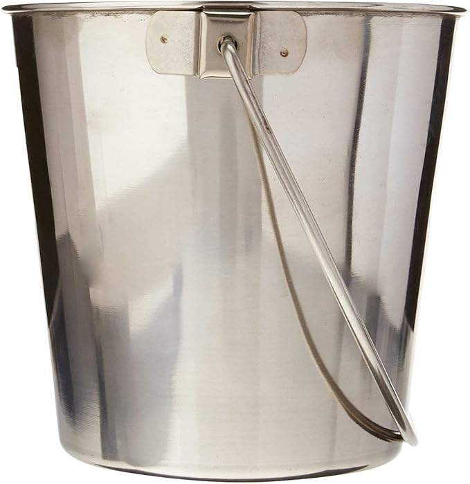 Advance Pet Products Heavy Stainless Steel Round Bucket, 2 Quart | Durable Food & Water Pail for Dogs, Cats, Kennels, Cages and Critter Crates | Multi-Purpose Bucket