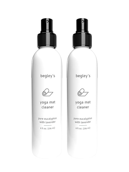 Begley's Yoga Mat Cleaner and Deodorizer Spray 8oz, with Fragrant Essential Oils, Pure Eucalyptus & Lavender - 2 Pack