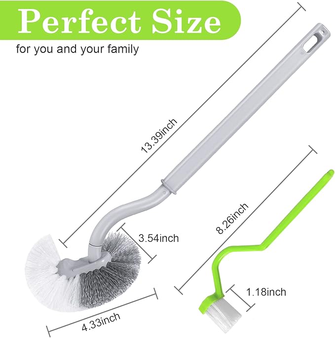 2Pcs Curved Toilet Bowl Brush Without Holder for Bathroom Deep Cleaning, Toilet Brush Durable Under The Rim Household Cleaning Brushes