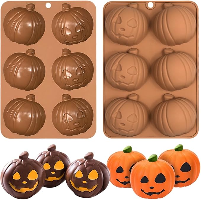 mostsom Chocolate Molds Halloween Molds Silicone for Chocolate 3D Non-Stick Halloween Baking Candy Gummy Mold Pumpkin Shapes Mold (G_ 8.60x5.80x1.24 inch)