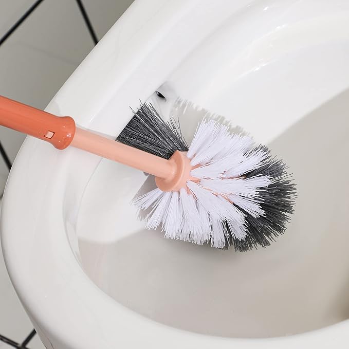 Cq acrylic Toilet Brush and Plunger Set,Toilet Plunger and Brush Combo Bathroom Deeply Cleaning Tools,Bathroom Toilet Bowl Brush with Holder(Pink 1 Set)