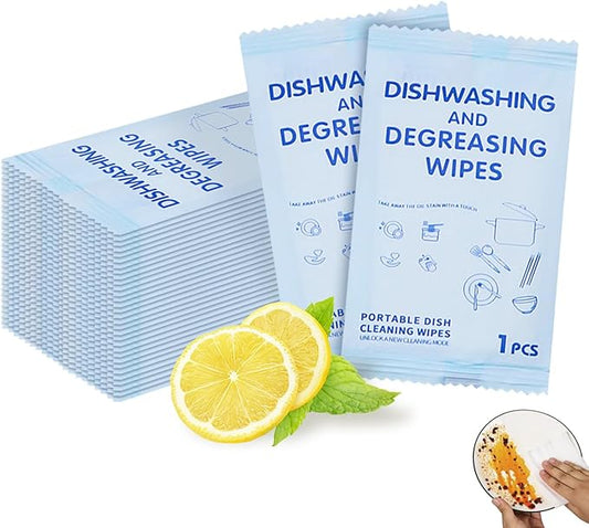 Portable Cleaning Wipes, 100 Count Dish Soap Disposable Wipes, Individually Wrapped Dish Wipe for Travel and Camping Quick Cleaningups