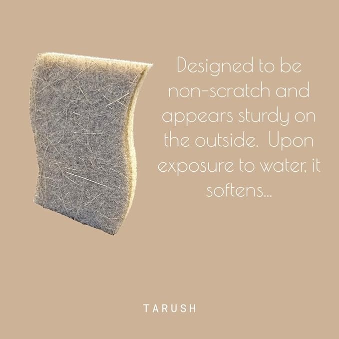 Tarush Natural Kitchen Sponges - Biodegradable Dish Scrubbers and Scouring Pads for Non-Scratch Scrubbing, Eponge Vaisselle and Eponge Melamine for Eco-Friendly Cleaning of Dishes, White/Brown