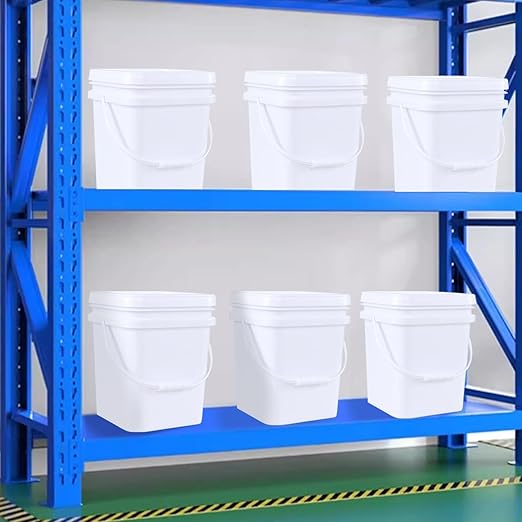 4 Gallon (4 Pack) Plastic Bucket Pail with Handle, Food Grade Bucket Containers with Lid, White