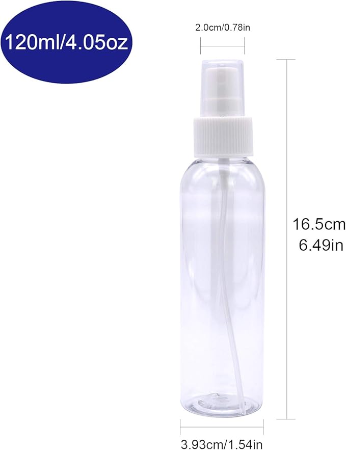 TRENDBOX 4oz Travel Size Spray Bottles, 24 Pack Fine Mist Small Empty Plastic Spray Bottle, Leak Proof BPA-Free Travel Essentials Cosmetic Containers
