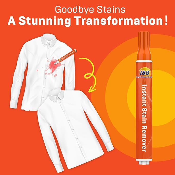 IBB Powerful Stain Remover for Clothes, Instant Spot Cleaning for All Laundry Tough Stains, Travel-Friendly & Portable Stain Remover Pen, Effective Stain Sticks, 5 Count
