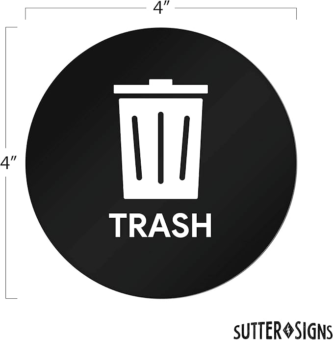 Sutter Signs 6pk Trash Compost Recycle Stickers for Trash Bins | 4" Weatherproof Waste Management Label Sign Decals for Garbage Cans, Yard Waste, and Recycling Bins