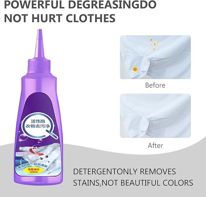 Clothes Oil Stain Remover,Active Enzyme Clothing Stain Remover, Active Enzymatic Laundry Cleaning, active enzyme laundry stain remover, Stubborn Stains Cleaner (2PCS)