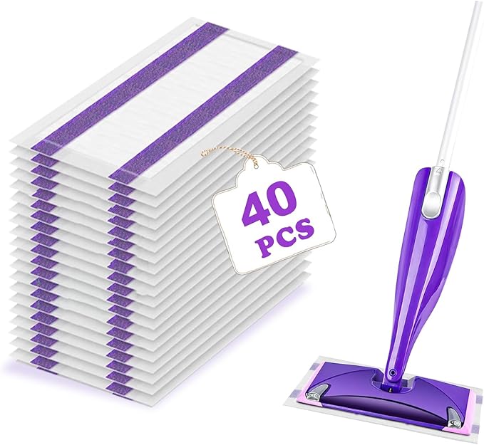 40 Count Mop Pad Refills for Swiffer Wet Jet Spray Mop, Disposable Multi Surface Wet Jet Mopping Pads for All Hardwood Floor Cleaning, 4 Layers Thickened | Super Heavy-Duty Absorbent | Stickiness.