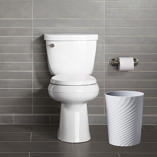 Small Bathroom Trash Can 1.8 Gallon Wastebasket Recycling Bin for Bedroom Office Kitchen (Black White, 2 Pack)