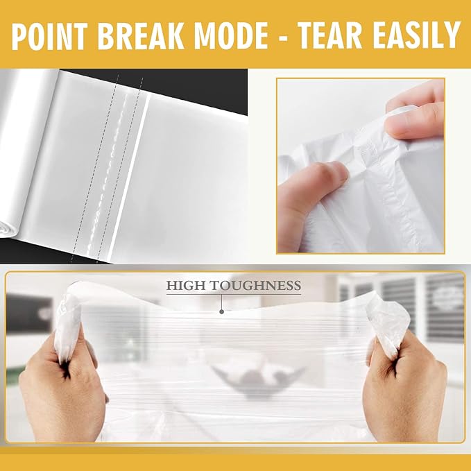 Medium Trash Bags, 6-8 Gallon White Garbage Bags Trash Can Liners for Bathroom, Bedroom, Office, Unscented (50 Count)