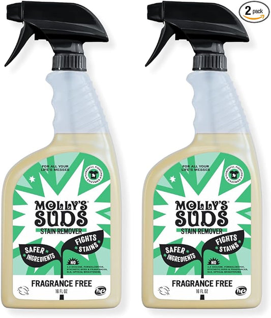 Molly's Suds Stain Remover Spray | Gentle Yet Powerful, Great for Baby & Pet Stains | Clean, Simple Ingredients (Fragrance Free) (16 Fl Oz (Pack of 2))