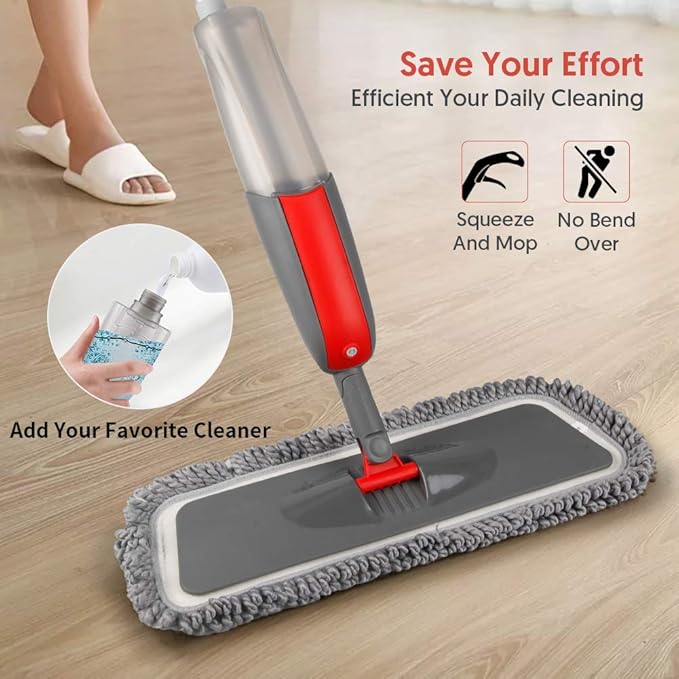 Spray Mops for Hardwood Floors Cleaning - MEXERRIS Wet Dust Mop with 3X Reusable Washable Pads Microfiber Wood Floor Mop with Sprayer Commercial Home Use for Hardwood Laminate Wood Tile