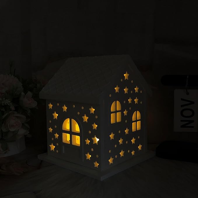 Decorative House Silicone Resin Mold Set, Christmas Night Light Casting Molds with Star Pattern, DIY Epoxy Craft