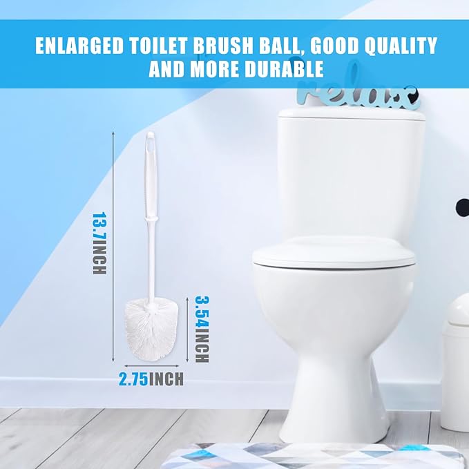 Roshtia 12 Pcs Toilet Bowl Brush White Toilet Brushes Bulk Toilet Scrubber Scrub Brushes with Plastic Handles for Commercial Restrooms Bathroom Cleaning, 13.7 Inch