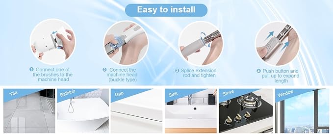 Electric Cleaning Brush, Cordless Electric Spin Scrubber with Long Handle, 3 Brushes, 5 Cleaning Pads, Portable Charging Base