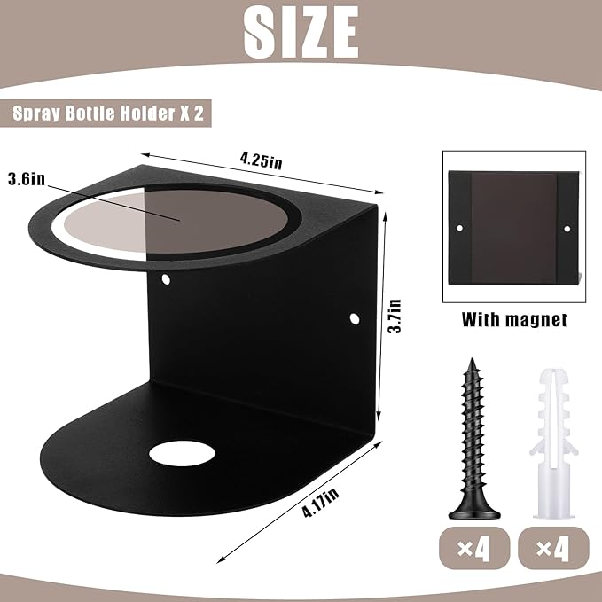 Zonon 2 Pcs Magnetic Spray Can Holder Metal Spray Bottle Holder Wall Mount Storage Rack for Home and Garage Craft Workspace Paint Bottle