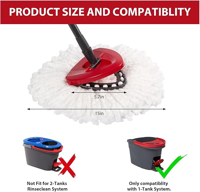 4-Pack Mop Replacement Heads for Ocedar Mop Replace Head EasyWrin Spin Mop Heads Replacements, Easy Cleaning Mop Head Replacement