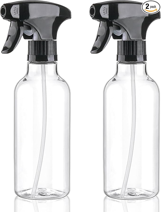 Cosywell Plastic Spray Bottles 12oz/360ml 2 Pack Empty Spray Bottles for Cleaning Misting Spray Bottle for Hair, Essential Oils, Toners Rose Water Cosmetics (Clear)