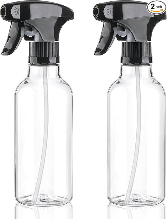 Cosywell Plastic Spray Bottles 12oz/360ml 2 Pack Empty Spray Bottles for Cleaning Misting Spray Bottle for Hair, Essential Oils, Toners Rose Water Cosmetics (Clear)