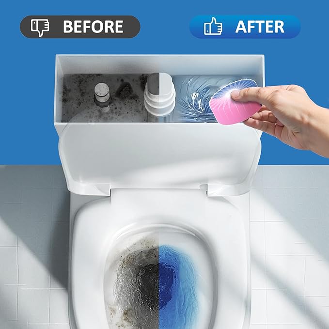 Automatic Toilet Bowl Cleaner Tablets, 30-Pack Long-Lasting Toilet Tank Cleaner for Bathroom, Blue Water Freshener, Prevents Stains & Odor, Safe for All Toilets (30, Blue and Pink)