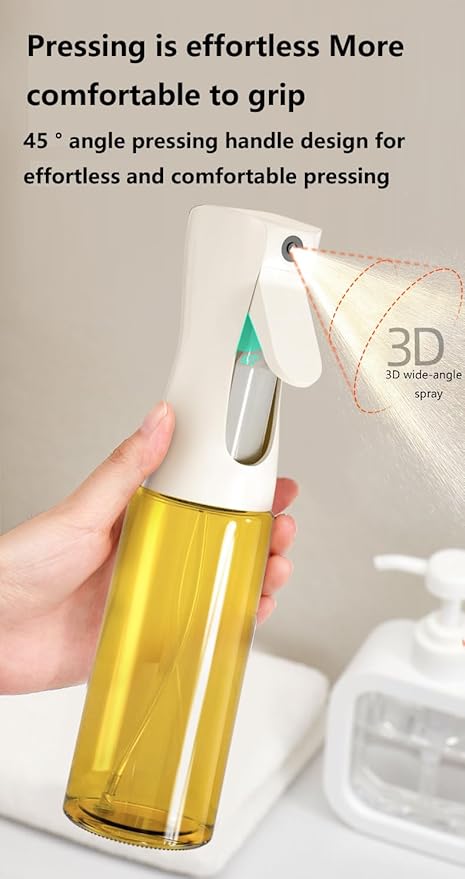 Press the fuel spray bottle,Oil Sprayer for Cooking, 220ml /7.44oz Glass Olive Oil Sprayer, Continuous Spray with Portion Control, Oil Dispenser Bottle for Kitchen, Air Fryer, Frying, Salad, Grill.