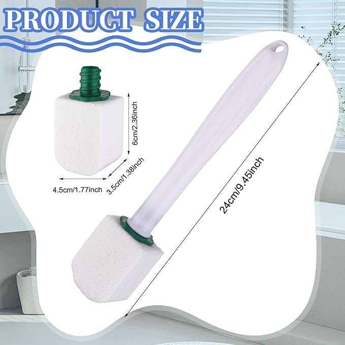 26 Pcs Toilet Pumice Stone with Long Handle Toilet Bowl Cleaner Brush Wand Refills Pumice Stone Block Deep Cleaning Remover Tool for Pool Bath Kitchen Sinks Tiles (White)