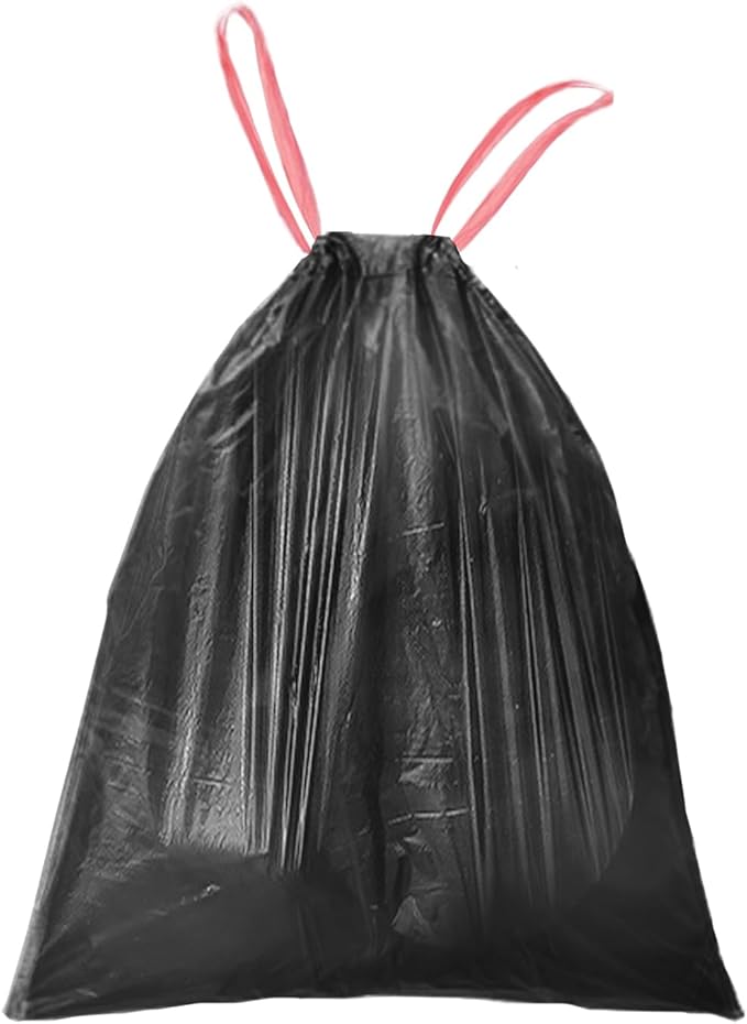 13 Gallon Trash Bags Drawstring, Pack of 20, Garbage Bags, 1.99Mil Thickness, 63x70cm, 16.8g/pcs, Unscented, Black