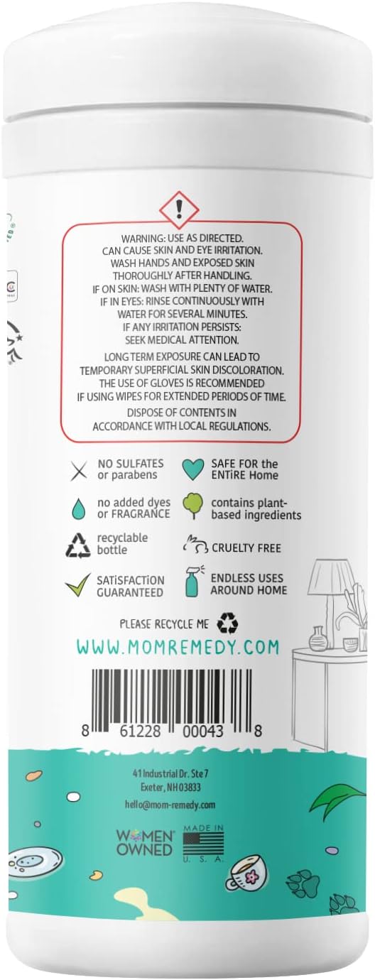 MOMREMEDY Hydrogen Peroxide Cleaning Wipes | All Purpose Cleaner and Stain Remover | Multipurpose for Home, Kitchen, Bathroom, All Surfaces | Non-Toxic