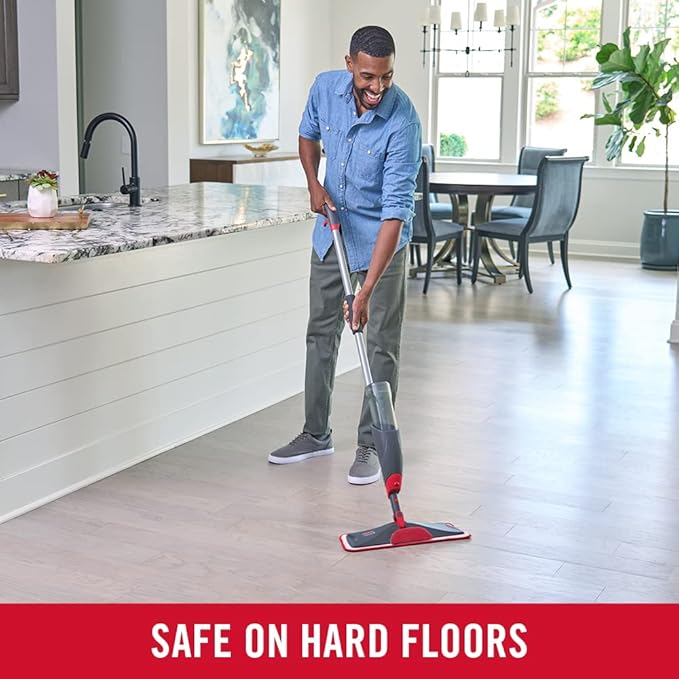 Rubbermaid Reveal Spray Mop Floor Cleaning Kit, 3 Reusable Microfiber Wet Pads, 1 Refillable Bottle, Cordless, Multi-Surface Mopping for All Home/Bathroom/Office Floors