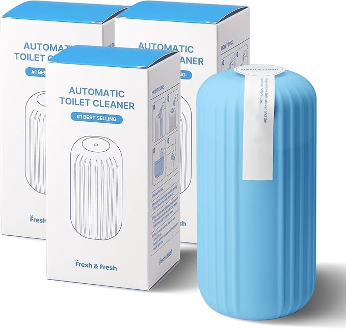 Fresh & Fresh Automatic Toilet Bowl Cleaners (Sky Blue) - 3 Bottles(UPTO 2500 FLUSHES/Bottle), Commercial and Residential Cleaner 3-4 MONTH Lasting Toilet Bowl Cleaner Bottle
