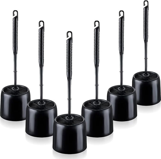 Roshtia 6 Sets Toilet Brush and Holder Set for Bathroom Cleaning Toilet Bowl Brush Scrubber with Caddy for Cleaning, 14.57 Height(Black)