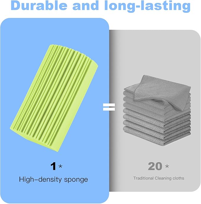 4 Pack Damp Clean Duster Sponge, Magic Sponge Eraser for Household Cleaning, Reusable Dusters Cleaning Supplies for Housekeeping, Dish, Blinds, Glass, Baseboards,Window Track Grooves and Faucets