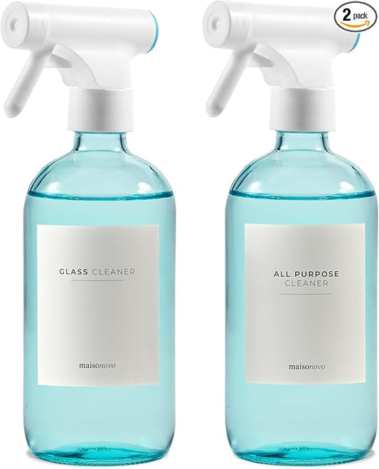 MaisoNovo Spray Bottle for Plants - 16.9 fl oz Blue x 2 with 16 Labels