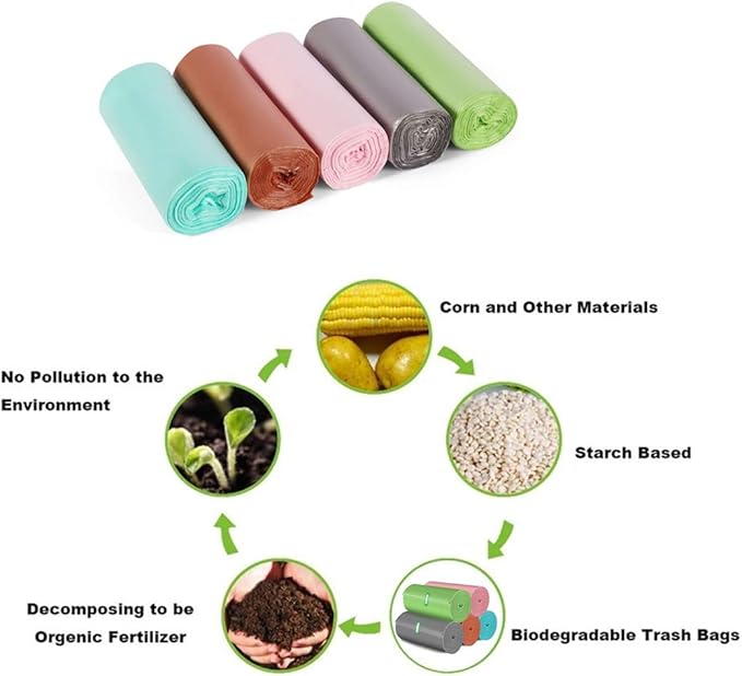 Small Trash Bags Biodegradable, Magesh 4 Gallon Trash Bag/Garbage Bags, Extra Strong 150 Count Small Garbage Bags 4 Gallon Leak-proof, Unscented for Bathroom Bedroom Office Kitchen