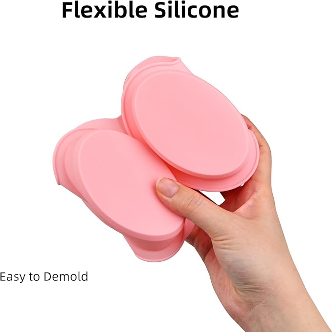 Silicone Soap Mold 2pcs Oval Silicone Soap Molds 4 Cavities with Letter for Homemade Craft Soap Mold, Cake Mold, Ice Cube(Size 3.54 x 2.36inch)