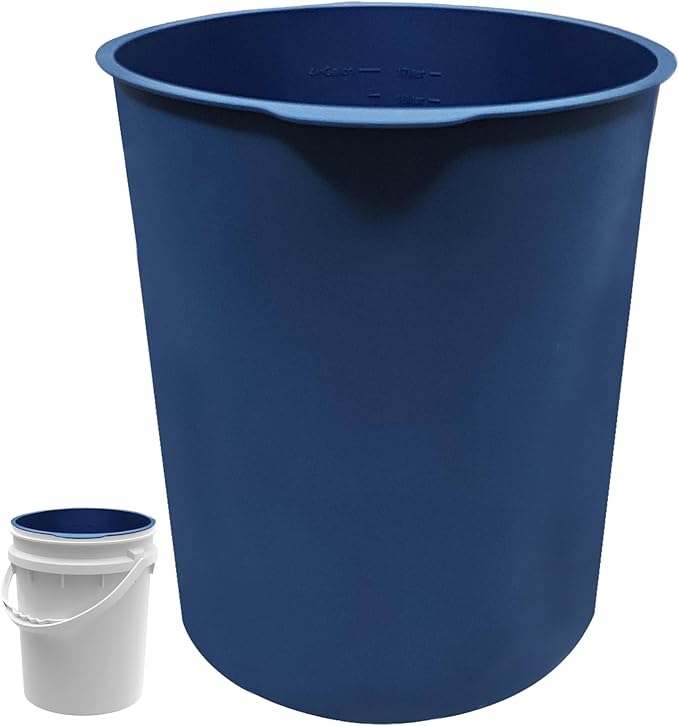 5 Gallon Reusable Bucket Liner, Time Saving Concrete Tools Durable Silicone Bucket Insert, Food Grade Container for Food Storage, for Paint, Thinset, Ice, Slime, Cleaning, Wall Patch Compound (Blue)