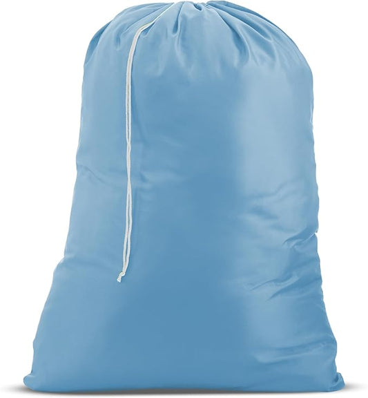 Nylon XL Laundry Bag - Locking Drawstring Closure, Machine Washable, These Large Bags Will Fit a Laundry Basket and Strong Enough to Carry up to Two Loads of Clothes (Light Blue | 22" x 32")
