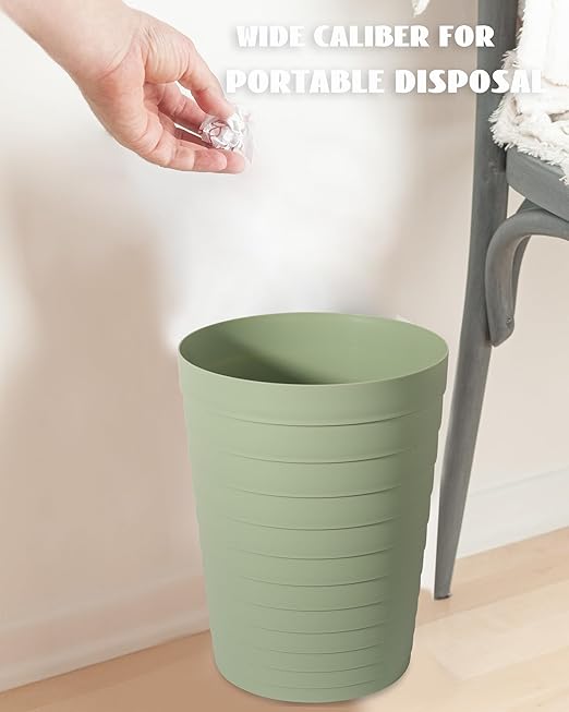 UUJOLY Small Bathroom Trash Can Wastebasket, Plastic Garbage Bin Container Basket for Bathrooms, Laundry Room, Kitchens, Offices, Kids Rooms, Dorms, Mint Green, 1.8 Gallon