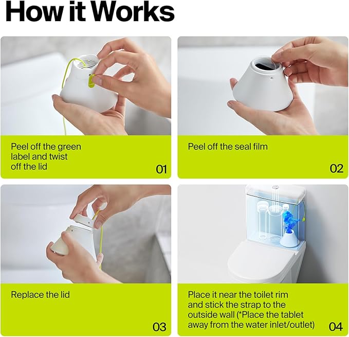 Ultra-Long Toilet Bowl Cleaner Tablets in Bottles, 3 Bottles, Automatic Long-Lasting Blue Toilet Cleaner, Large Capacity, Easy to Use