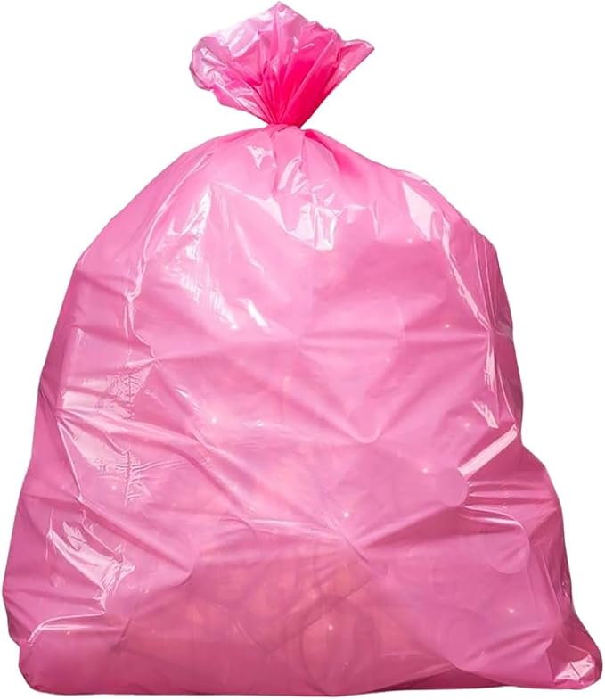 Plasticplace 32-33 Gallon Trash Bags │ 1.5 Mil │ Pink Garbage Can Liners │ 33’” x 39” (100 Count)