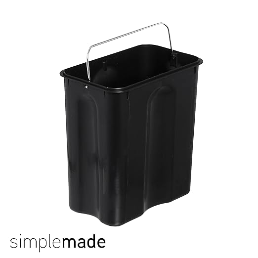 simplemade Rectangle Step Trash Can - 5 Liter / 1.3 Gallon - Stainless Steel Bathroom Trash Can | Small Trash Can with Lid | Office Trash Can | Garbage Can with Lid | Metal Wastebasket (Black)
