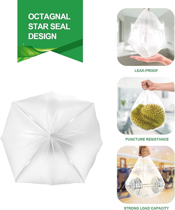 FORID Clear Small Trash Bags, 4 Gallon Garbage Bags, Wastebasket Bin Liners 110 Count Plastic Trash Bags for Bathroom Bedroom Office Trash Can 15 Liters - Durable & Thick Trash Bag