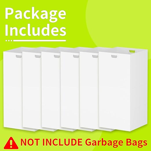 13 Gallon Disposable Trash Cans for Parties, 6 Pack Extra Large Portable Trash Can White Pop Up Trash Cans Bin, Recycle Collapsible Garbage Can Bins for Party Kitchen Camping Trash Can