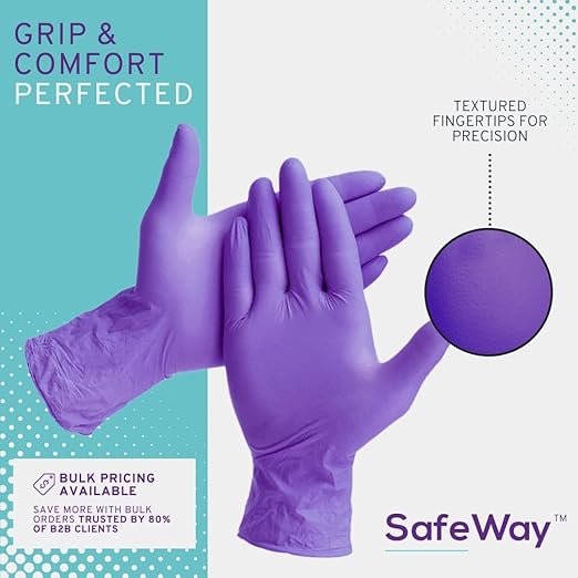 SafeWay Nitrile Gloves, 2000 Ct, Medium, Powder-Free, Latex-Free, All-Purpose, Professional Disposable Gloves with Textured Fingertips for Medical Use, Food Prep, Cleaning, Tattoo & More