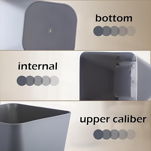 Hoolerry 9 Pieces Garbage Can 2 Gallon Small Trash Cans Bulk Bathroom Trash Bin Plastic Wastebasket Square for Bedroom Slim Bathroom Trashcan Small Container for Kitchen Office Home Rooms(Grey)