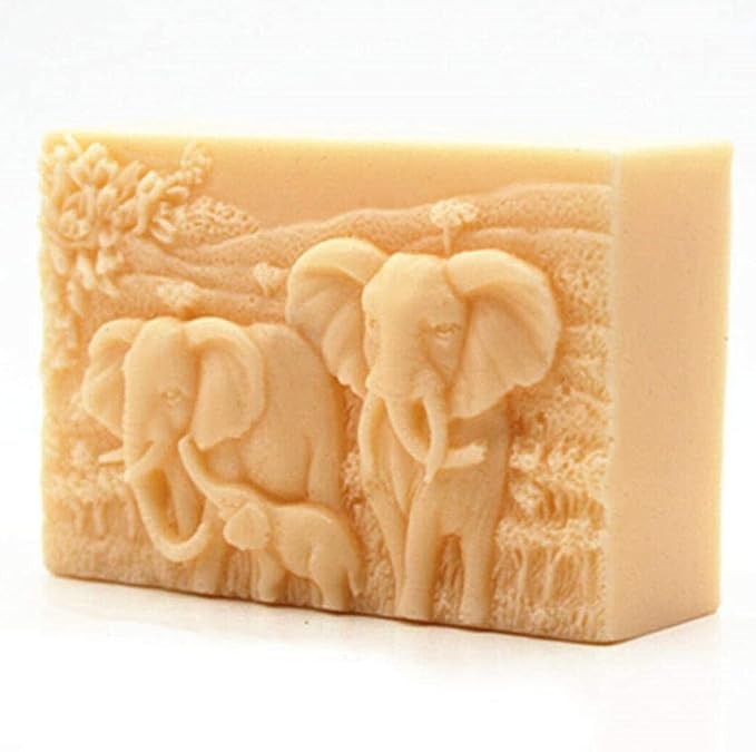 Elephant Family Silicone Soap Molds Animal Bar Soap Making Molds Square Soap Mould for Baby Shower